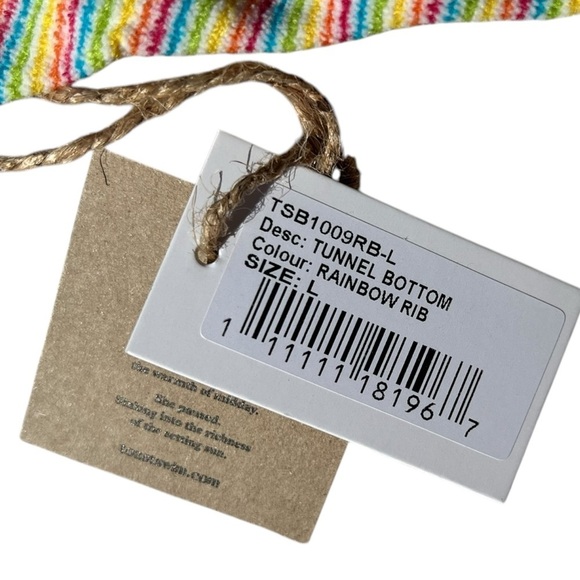 🌻NEW w.tag Free People x Toast Tunnel Rib Bikini Bottom in Rainbow Print Size L - Picture 9 of 13